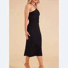Women MINKPINK Black Christy Knit Strappy Midi Dress Size XS