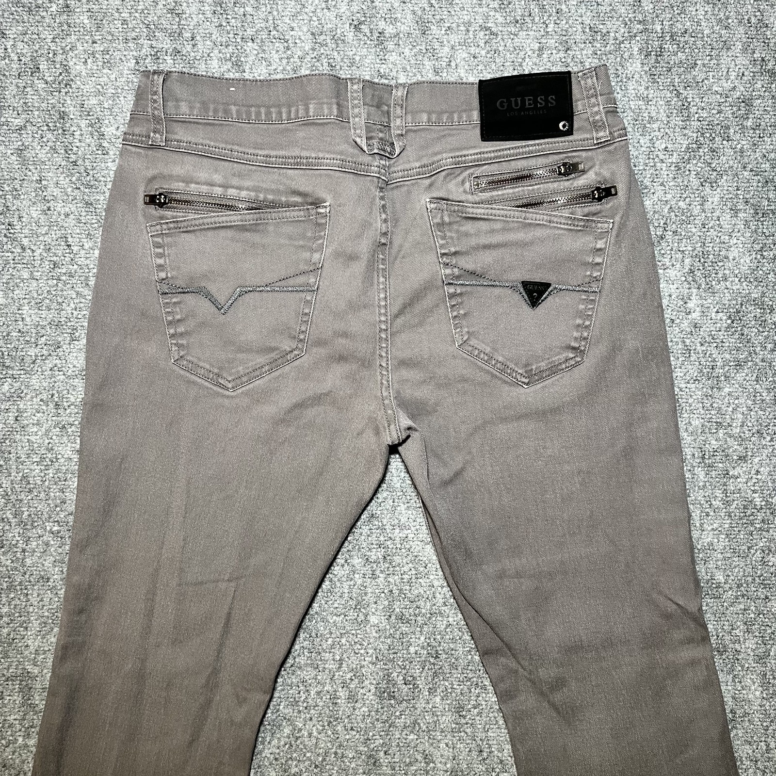 Y2K Guess Faded Black Denim Jeans Double Zip Back Pocket 34x32 Tag 31