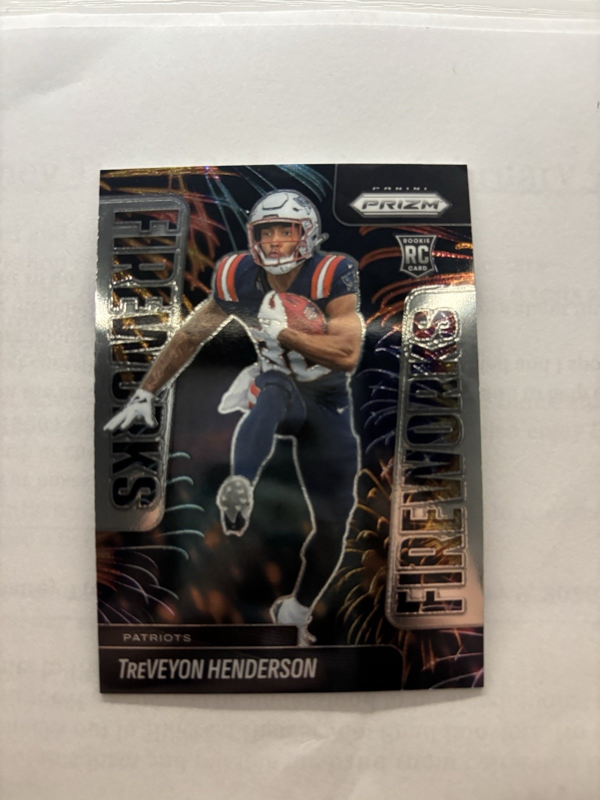 2025 Panini Prizm Fireworks Treveyon Henderson #24 Patriots NFL Rookie