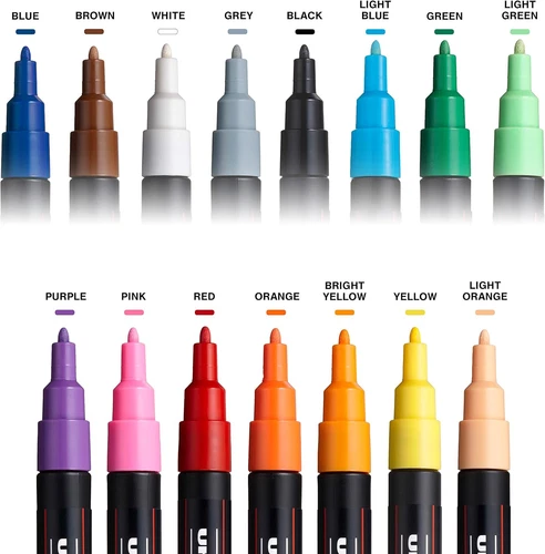 15 Posca Paint Markers, 5M Medium Posca Markers Set with Reversible Tips of Acry - Picture 2 of 11