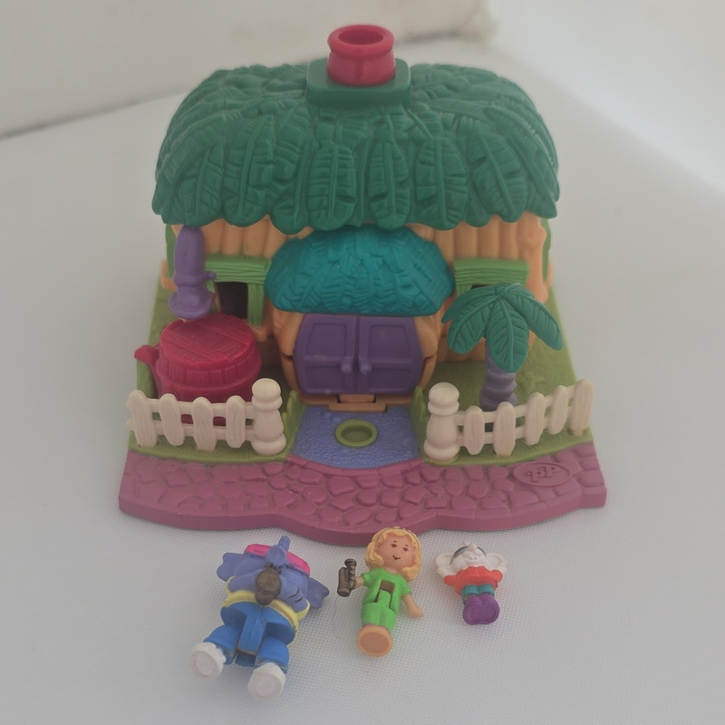 Polly Pocket Elephant House Playset w/ 3 Mini Figures 1990s Complete
