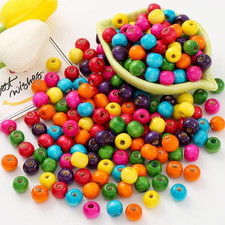 400Pcs Colourful Wooden Beads round Painted Wooden Bead Bulk Spacer Bead Large H