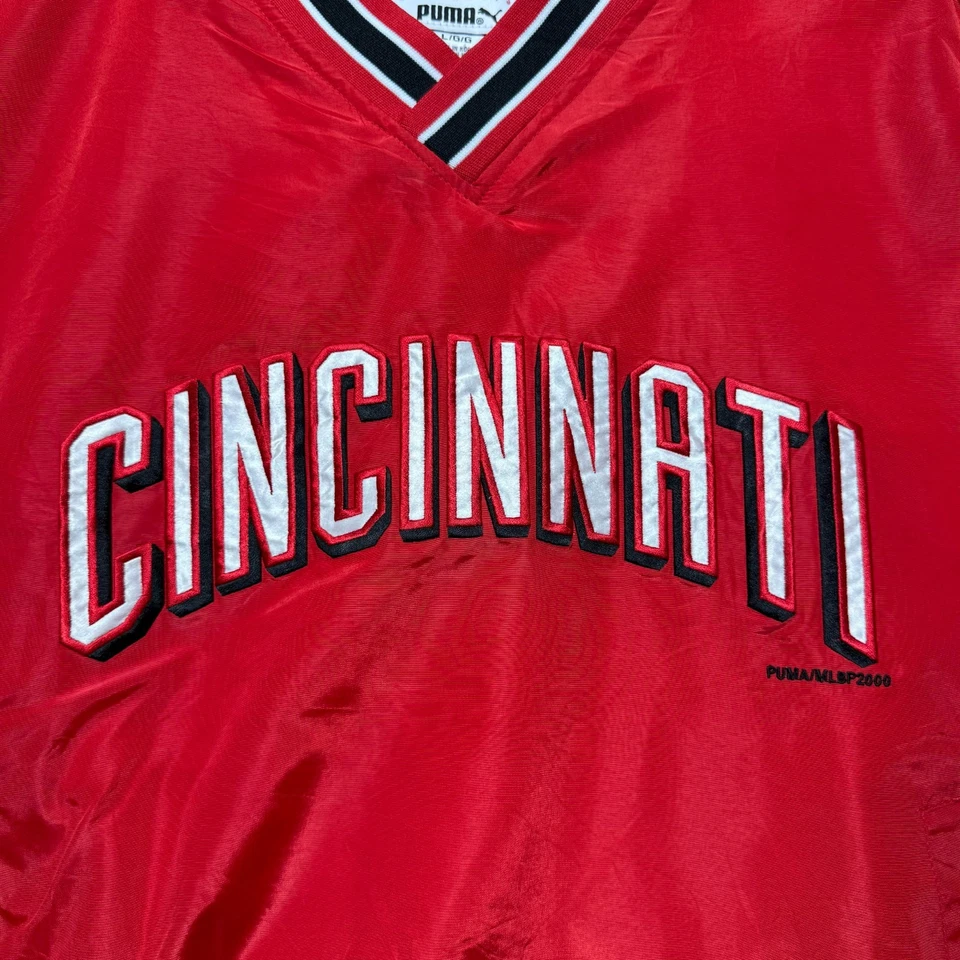 Vintage Y2K 2000 PUMA Cincinnati Reds MLB Windbreaker Baseball Jacket Size Large - Image 2 of 4