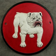 English Bulldog Cast Iron Wall Plaque 9.5 Round Bully Dog Classic Truck Mascot
