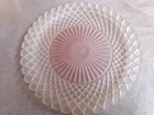Vintage Pink Frosted Glass Round Serving Platter 14" Thick Heavy Depression ?