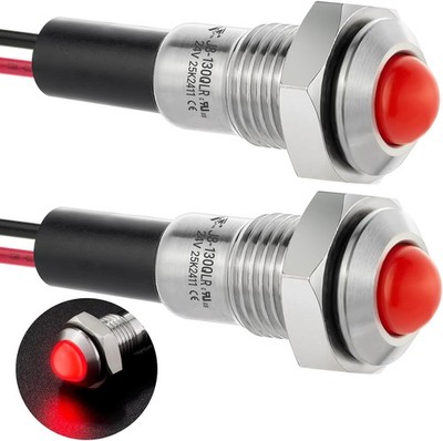 UL 8mm Red LED Waterproof IP67 Stainless Steel Indicator Light Indicator Light