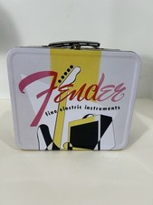 Fender Guitar Fine Electric Instruments Lunch Box Metal Tin Amplifier 3 X 7 X 8