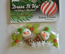 Snow Cones w Holly & Snow Flakes / Dress It Up Holiday Craft Embellishments