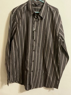 Elliott Button Front Shirt Mens  XL  Brown Striped Long Sleeve