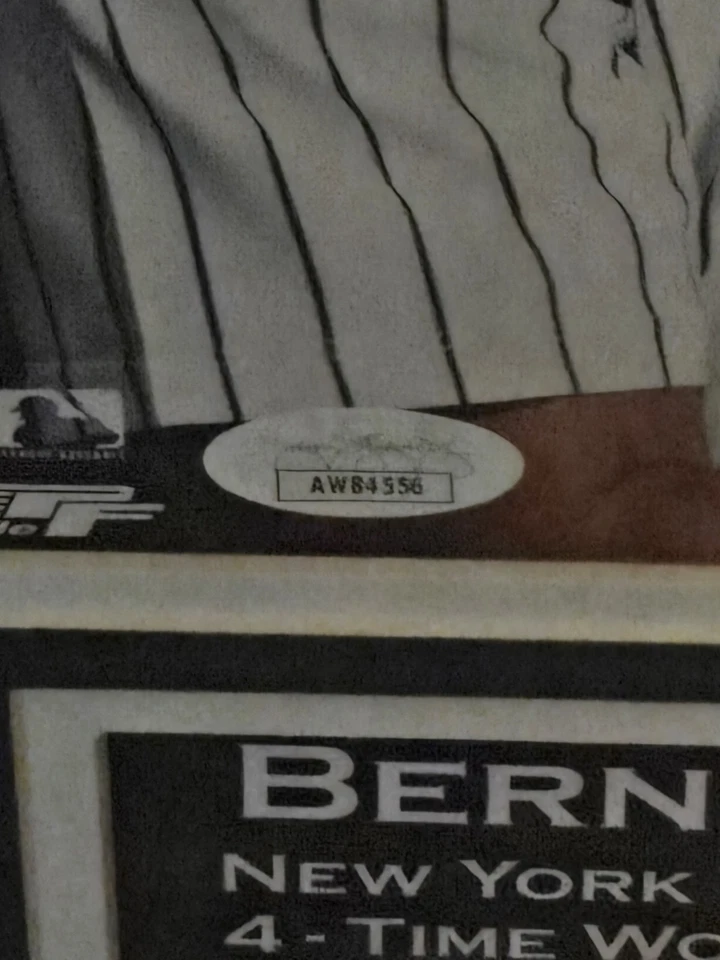 NY Yankee Great Bernie Williams Firmado 8X10 Enmarcado y Mate JSA Autenticado Foto 3 de 3