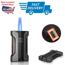 Galiner Windproof Cigar Lighter Pocket Metal Lighter 1 Jet Blue Flame Refillable