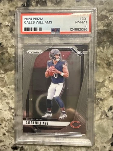 2024 PANINI PRIZM CALEB WILLIAMS ROOKIE CARD RC #301 BASE - PSA 8