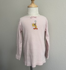 VTG 90  s Looney Tunes Tweety Bird Pink Long Sleeve Embroidered Top Kids 6T 1999