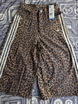 ADIDAS ORIGINALS 3 STRIPES LEOPARD DENIM BERMUDA SHORTS KA2676 womens 24''