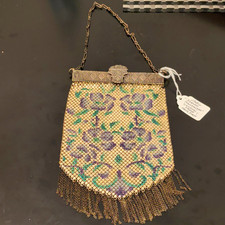 Vintage 1920s Mandalian Gold Blue Green Metal Mesh Art Deco Women  s Purse