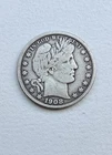 1908 S Barber Silver Half Dollar Fine Details 50c Coin (A)