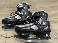 Lake Placid Ice Skates Boys Adjustable Sizes 1-4 Black/White Ages 8-11 New