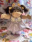 Cabbage Patch Kids HM3 Double Pony Poodle Brunette Violet Eyes Custom Freckles