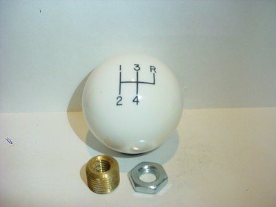 4 speed engraved pattern 2'' Shift knob, Reverse upper right,   (White)