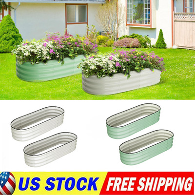 2x Metal Raised Garden Bed Galvanized Planter Box 4.5x2x1 ft Galvanized Outdoor
