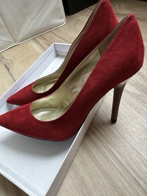 Worthington Women's Red Faux Suede Stiletto Pumps Pointed Toe Slip On Size 7M