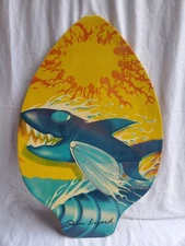 VTG Skim Lizard Michael Searle Skimboard Wood FLYING FISH Sun & Flames-Nice!