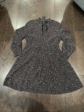 Madewell Balsam Tie Neck Dress Stary Night 100 Silk Women Size 6