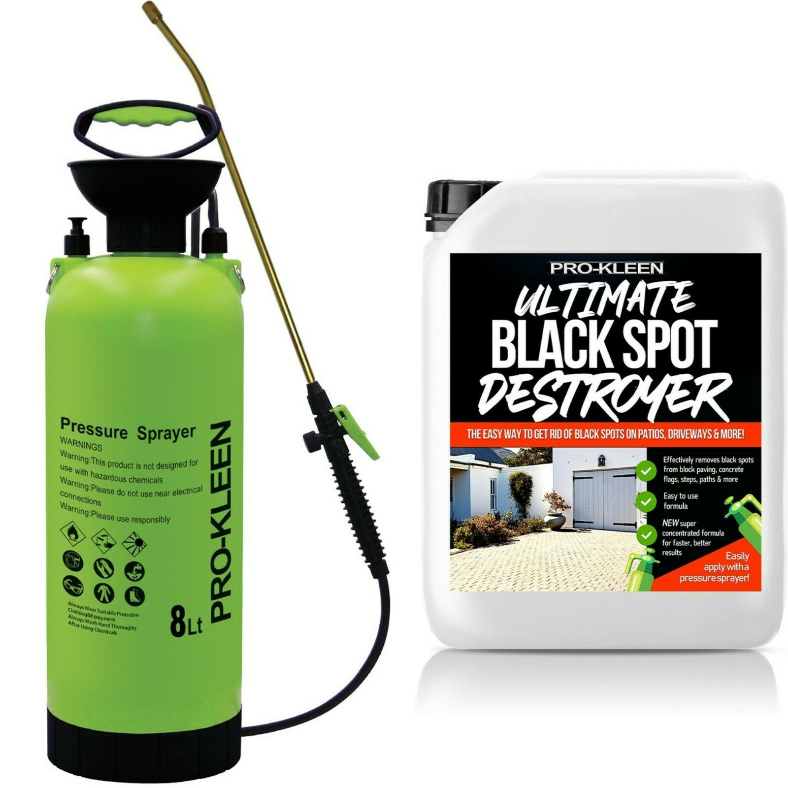 ProKleen Garden Pressure Sprayer Manual Pump 8L Black Spot Remover Cleaner 5L