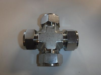 NEW Stainless Steel 316 Let-Lok Compression Fitting, Cross, 1/8'' Tube (P)