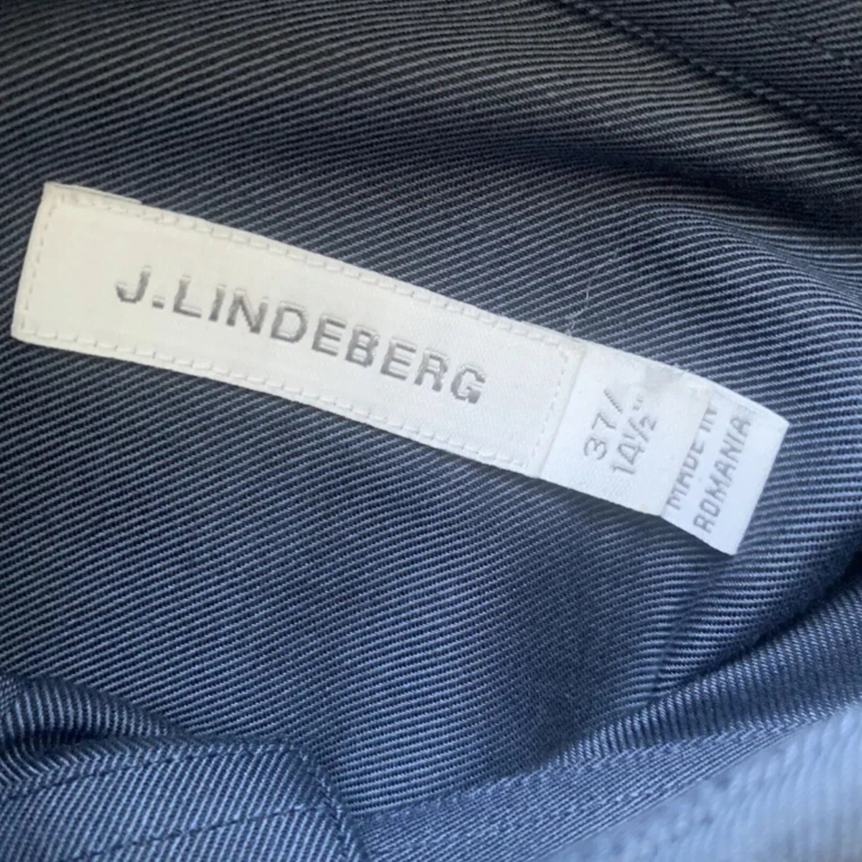 Camisa de vestir J Lindeberg Corkz arena azul oscuro púrpura con botones talla 37/14,5 Foto 4 de 4