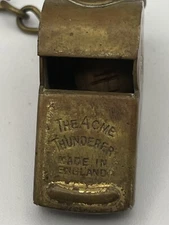 Vintage The Acme Thunderer Brass Cork Ball Whistle Made In England WWII/Police