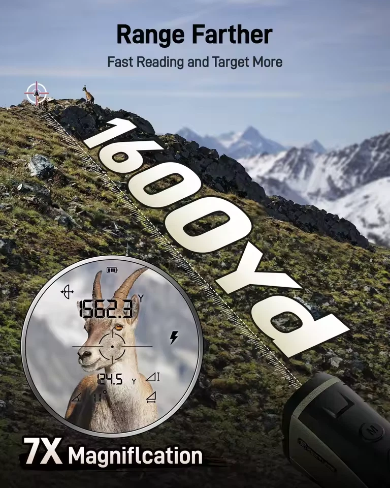 DT Hunting Rangefinder, 1500 Meters 7X Laser Range Finder, USB Charging - Image 2 of 4