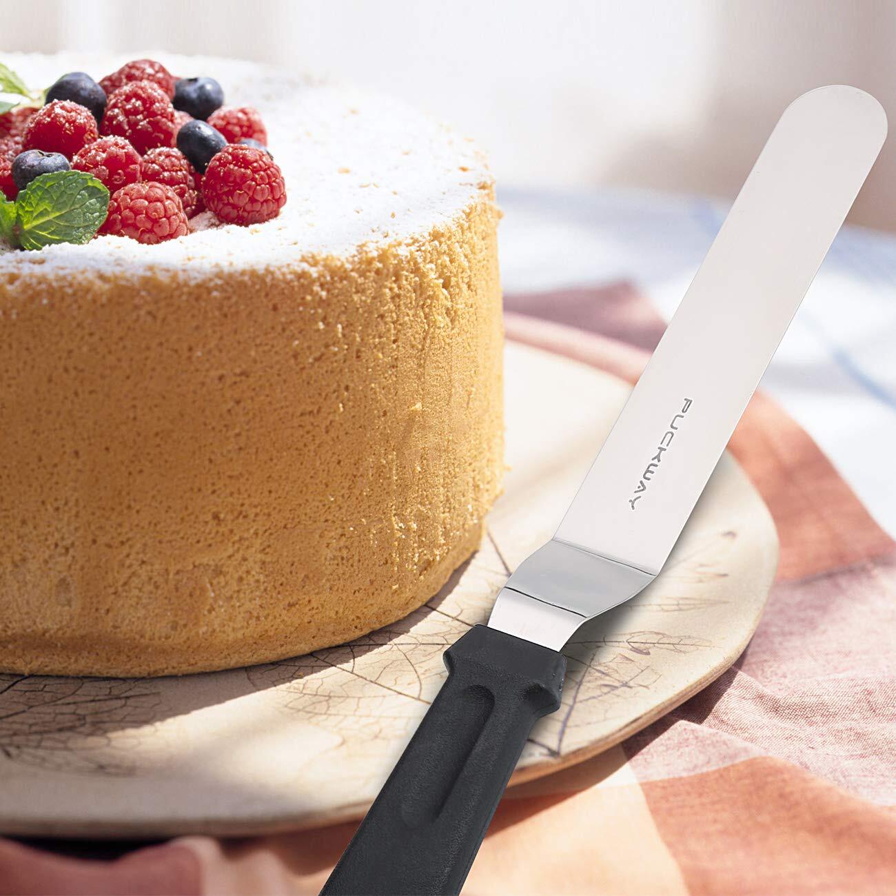 Offset Frosting Cake Knife set of 3 Black 6 8 & 10 Inch Angled Icing Spatula ...