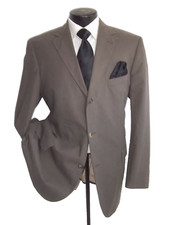 Hugo Boss Solid Taupe 3 Buttons Side Vents Cotton SLIM FIT Jacket, Coat 46R