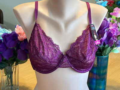 122  Maidenform 38D Burgundy Self Expressions Lace U/W J Hook Bra #SE9700 NWT