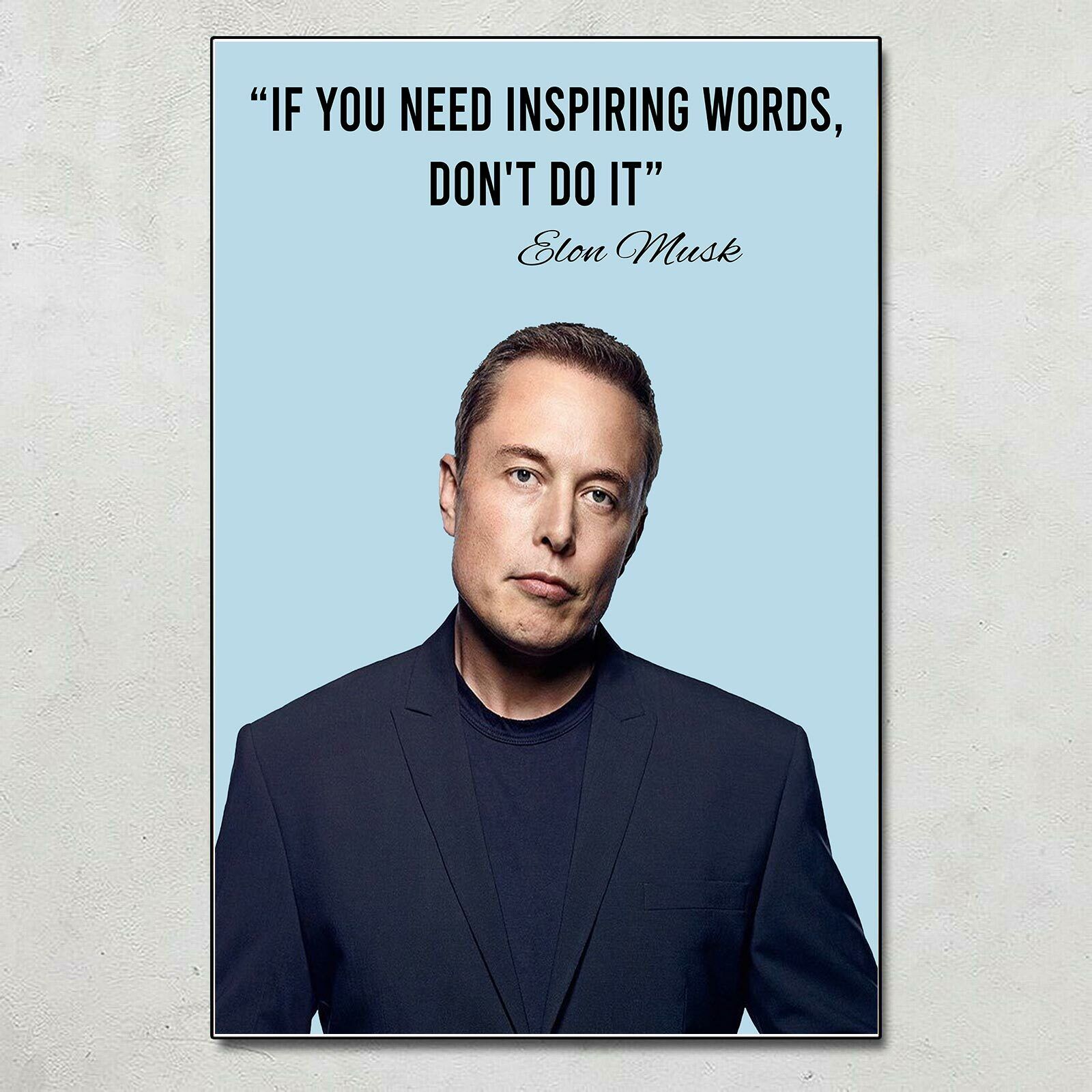 Elon Poster Inspirational Quotes Success Motivation Decor No |