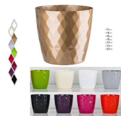 SPARKLE PLANTS Round Crystal Houseplant Pot Covers Without Drainage Holes, 7 sizes, 8 Colours