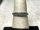 Vintage Sterling Silver 925 Thin Band Ring with Rose Design Size 8.5.