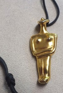 Authentic Rare Robert Lee Morris Cycladic Goddess Gold Plated Pendant