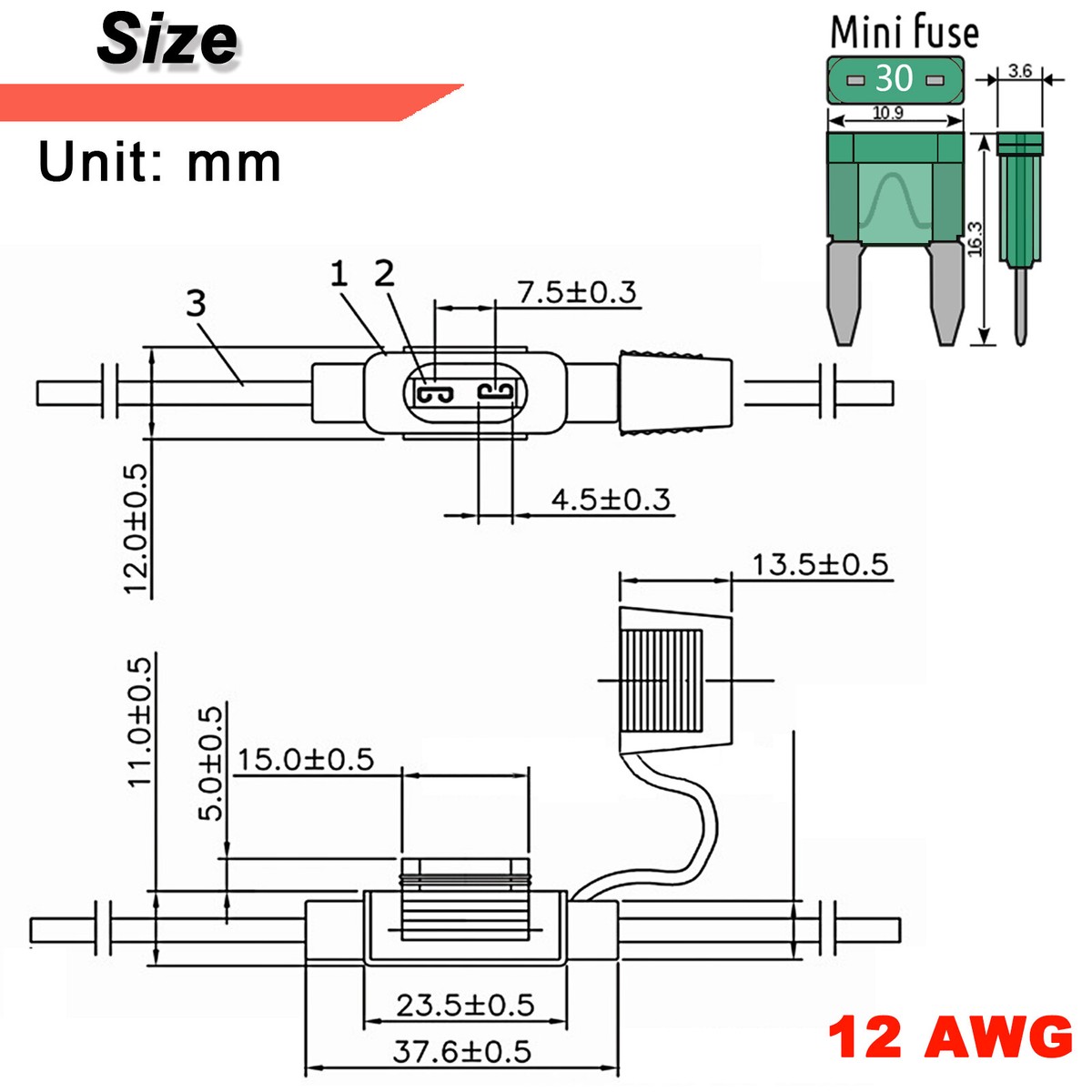 Ysimple 6Pcs Inline Fuse Holder 12(2) 14(2)16AWG(2), Waterproof Inline Fuse Holder 12V With 20 Standard Blade Fuses 3A/5A/7.5A/10A/15A/20A/25A/30/35A/40A, Car Fuses Set For Car/Truck/Motorbike/Boat