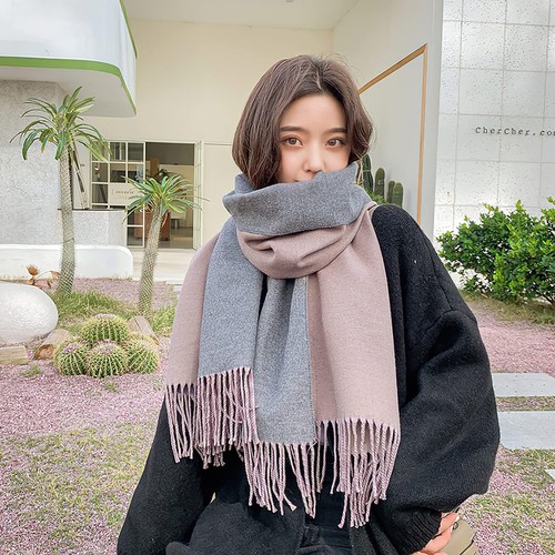 Women's Winter Scarf Double Color Winter Scarf Warm Scarves 6.6ft Long Women'... - Picture 4 of 7