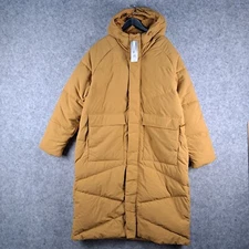 Adidas Jacket Mens 2XL Brown Big Baffle Coat Hood Park Puff Long Down NEW 8748