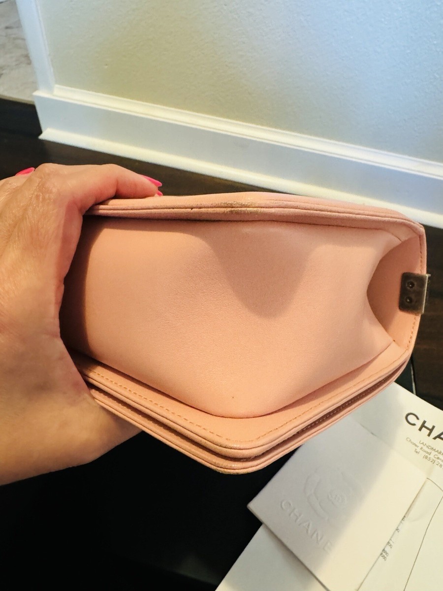 Chanel Boy Bag Medium Lambskin Quilted Flap Light Pink | eBay