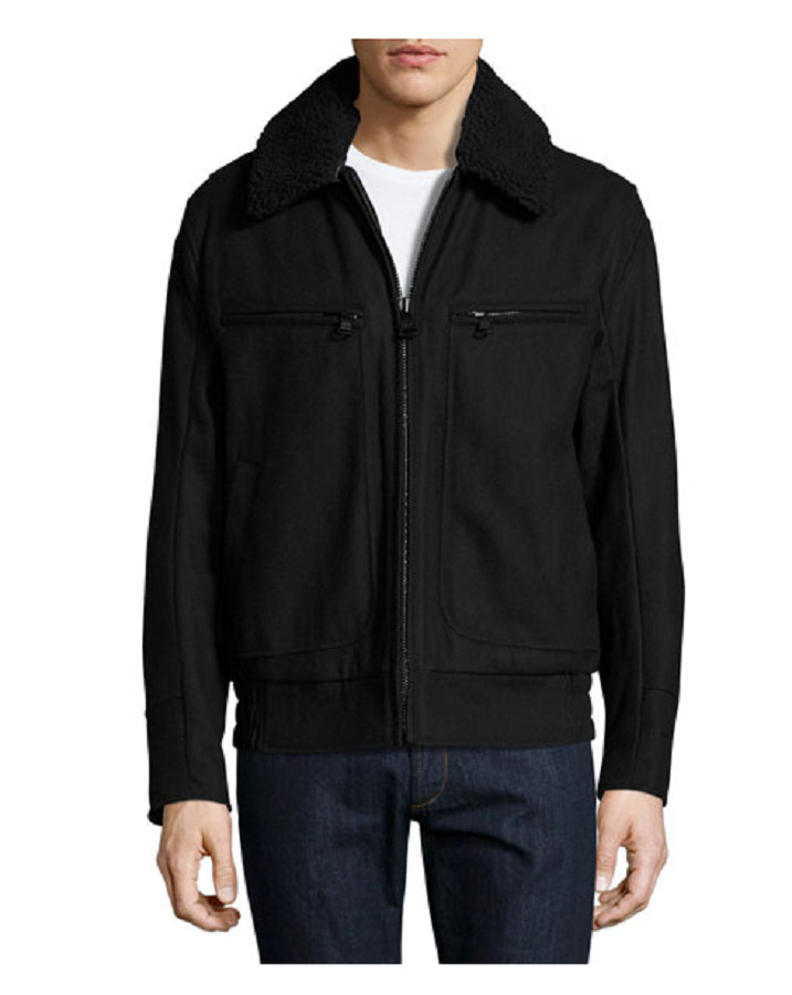 Куртка-бомбер из фетра Marc New York by Andrew Marc Concord, черный как смоль, Размер L