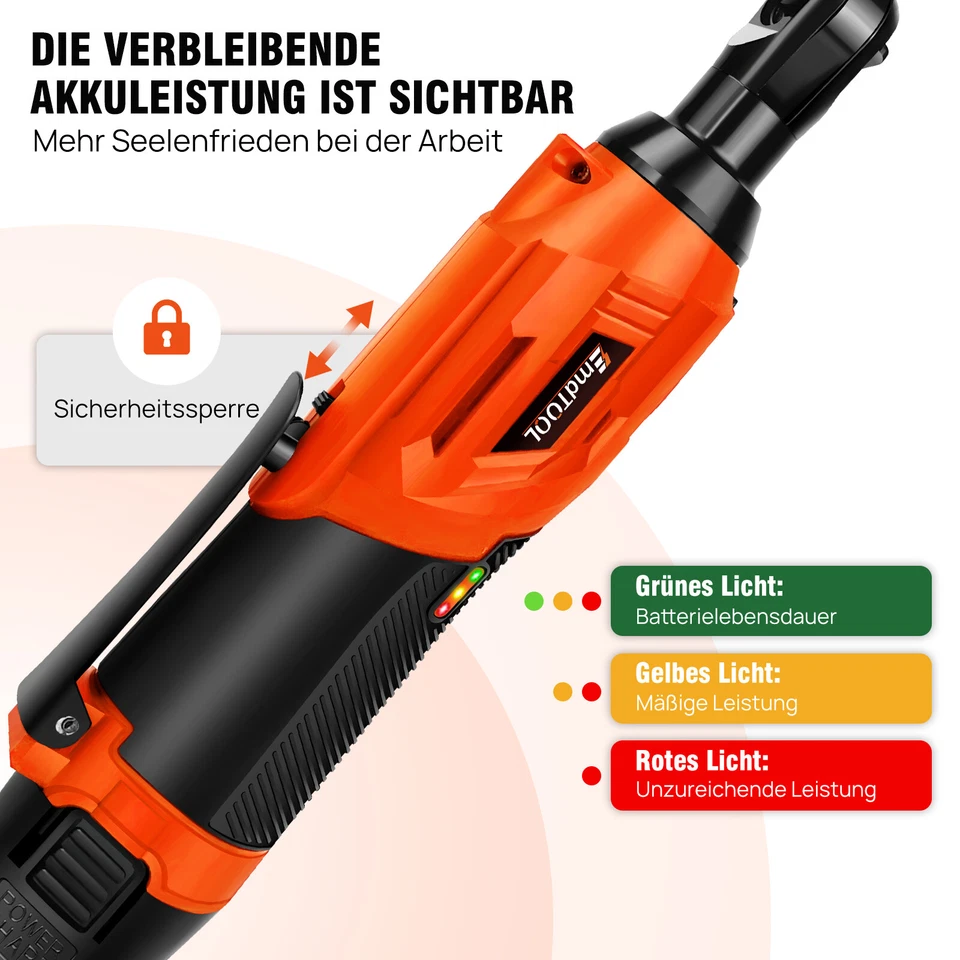 2 Akkus 420Nm Akku Ratsche 3/8'' Ratschenschlüssel Elektrische Knarrenschlüssel - Bild 4 von 4
