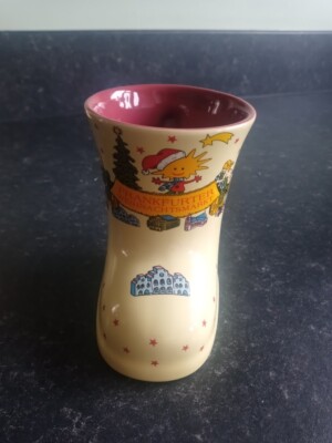 Kossinger Weihnachtsmarkt gelber Strumpf Stiefelform Becher Frankfurter Steingut