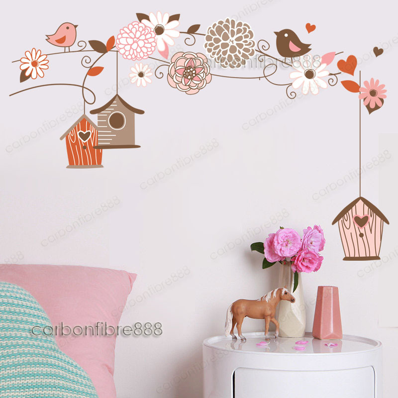 Removable Wall Decals - Flowers, Owls & Butterflies Design For Nursery, Bedroom, Living Room