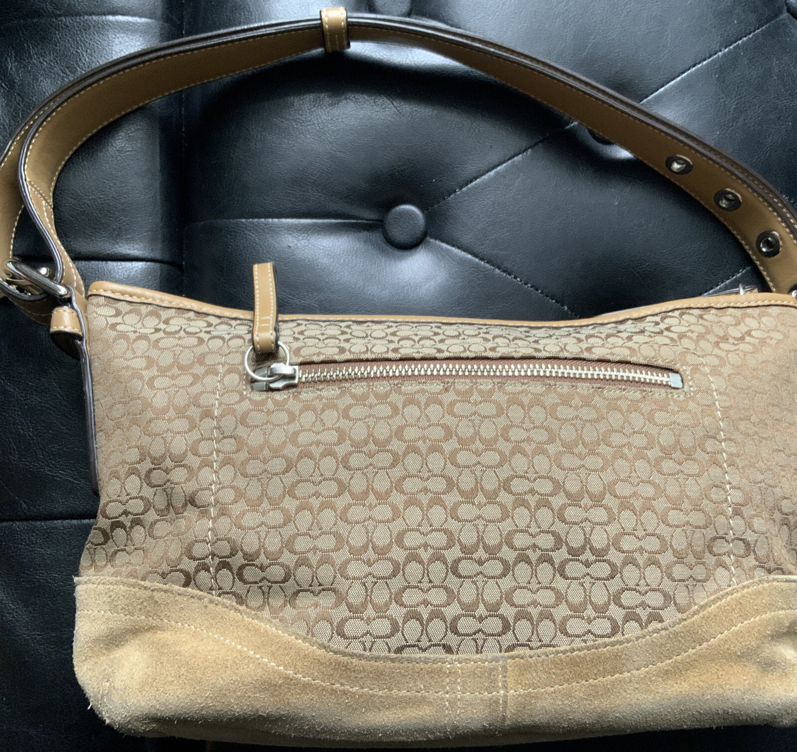 Coach Tan Monogram And Suede Leather Handbag No. J0732F10945 eBay
