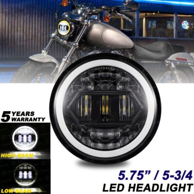 Newest 80W 5-3/4'' 5.75'' inch LED Projector Headlight DRL for Harley Motorcycle