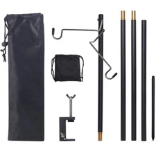 59" Portable Camping Lamp Pole Collapsible Aluminum Lantern Stand Hanging Post